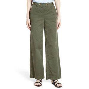 Theory Olive Wide-Leg High-Waist Pants